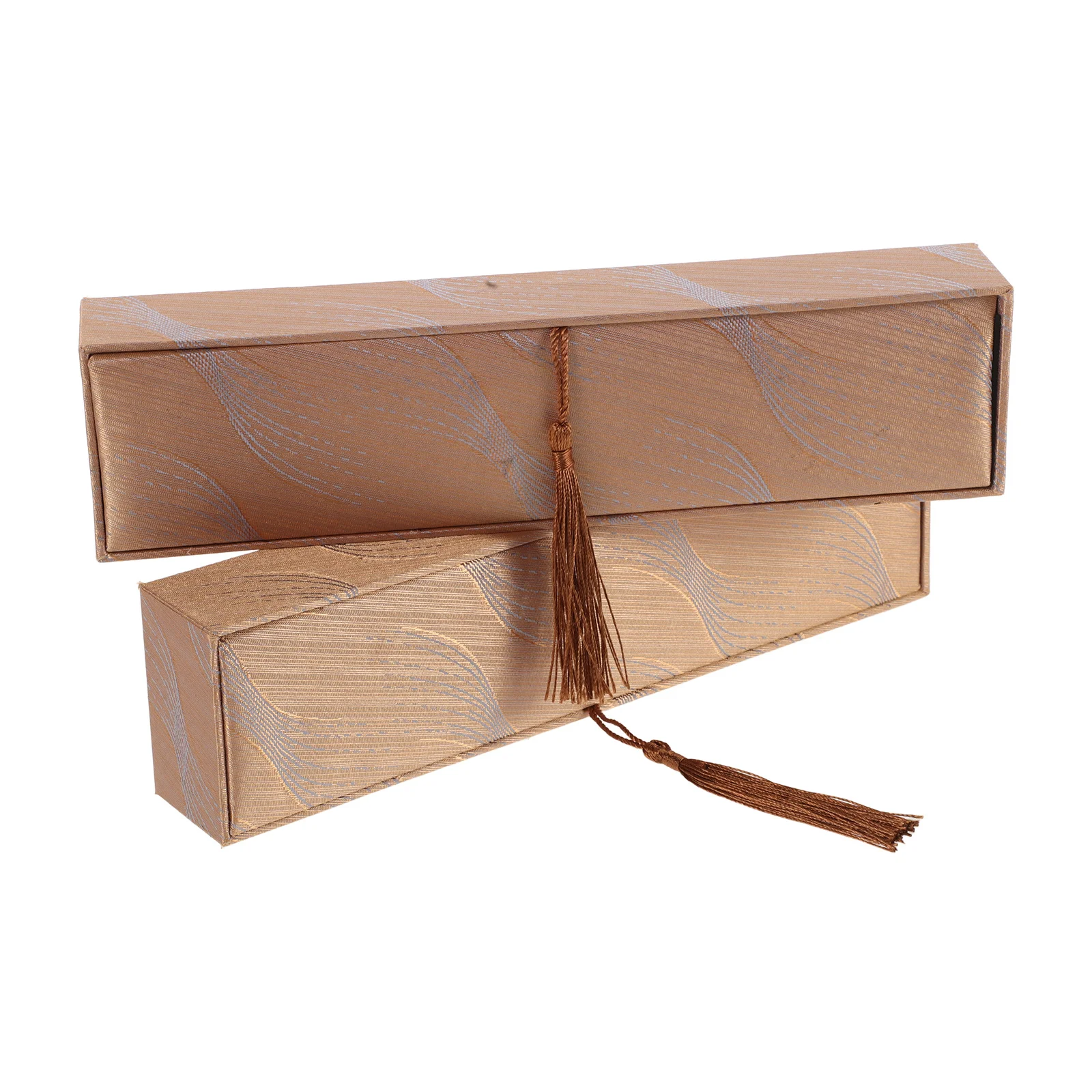 

2Pcs Chinese Style Necklace Jewelry Box Vintage Tassel Pattern Compact Travel Ring Pendant Storage Box for Bracelet Organizer