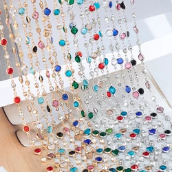 1meter Colorful Crystal Beads Beaded Chain Glass Bead Copper Necklace Chain Accessories for DIY Costumes Jewelry Making Material