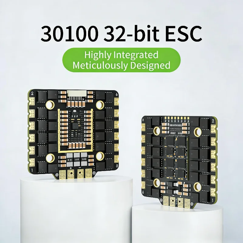 

30100 32-битный 4-в-1 ESC 100A 3-8S AM32 Бесколлекторный электронный регулятор скорости 33г для FPV-дронов и радиоуправляемых мультироторов