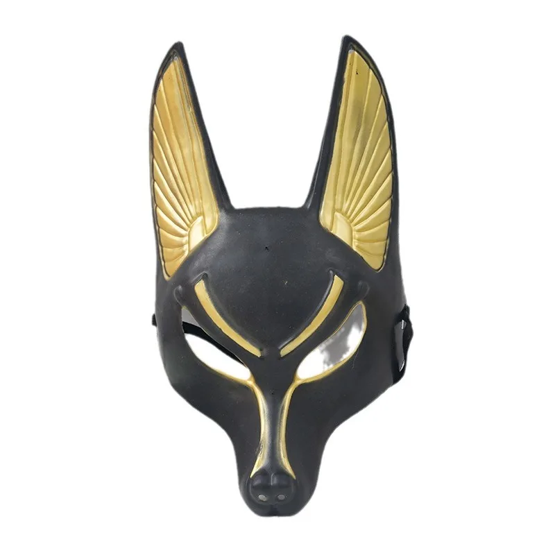 Máscara facial de Cosplay Anubis egipcio antiguo, casco de cabeza de Lobo, accesorio de fiesta de disfraces, vestido de Halloween, juguete de bola de fantasía