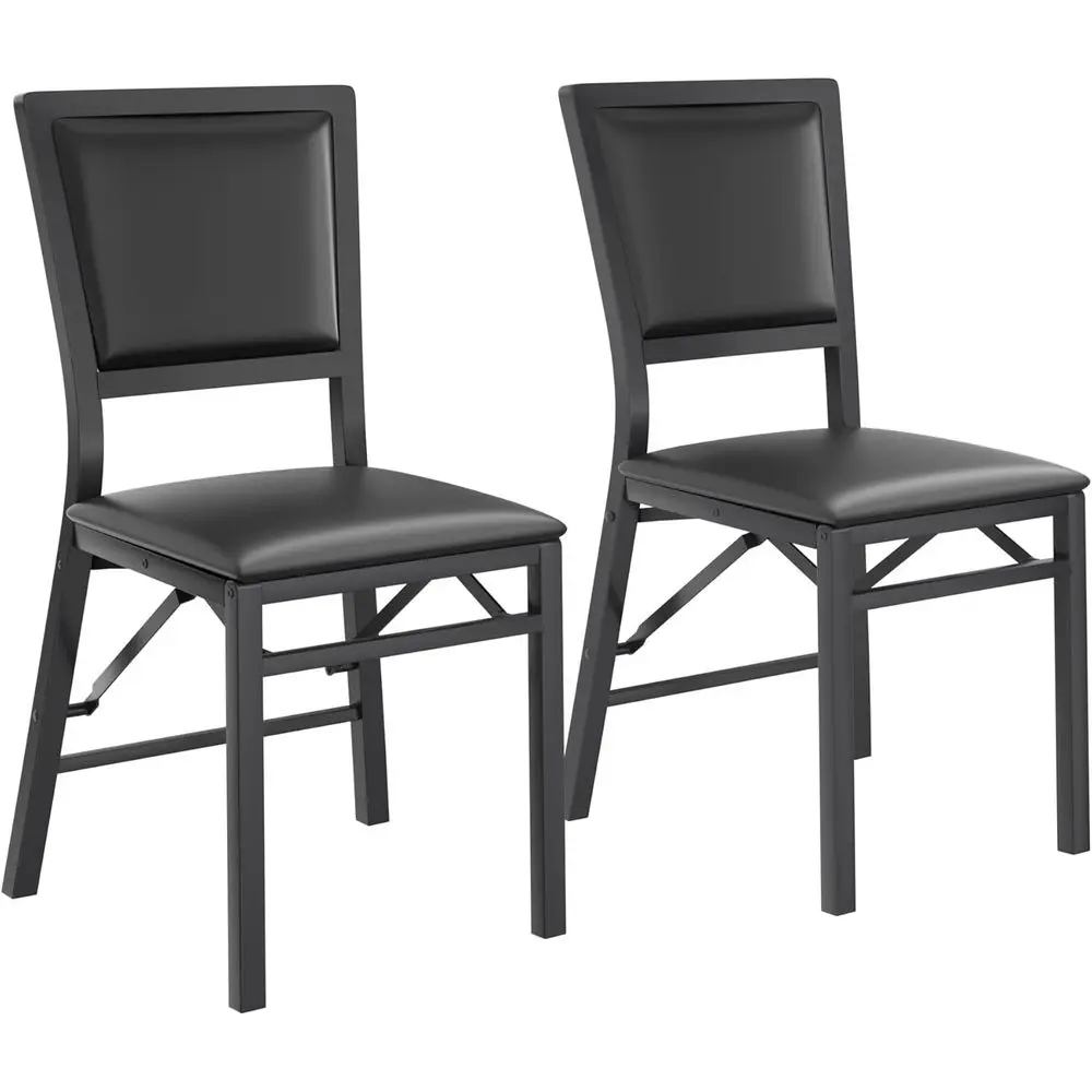 

olding Chairs Set o 2 with Cushion, oldable Padded Seats with Heavy Duty Metal e or Kitchen/Dining/Living Room, No Assembly & Sp