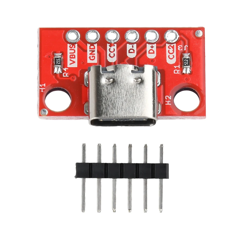 5 Pcs USB 3.1 PCB Board Type-C Female Test Board 16P to 2.54mm Connector Socket High Current Power Adapter Module With Needles