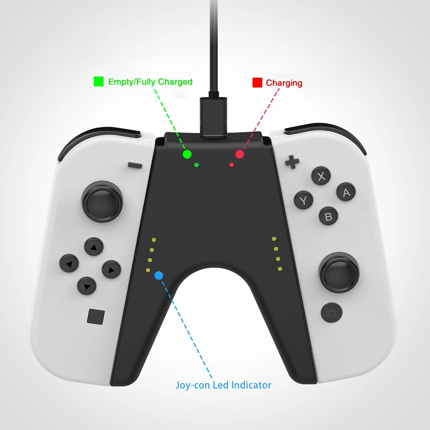 HIGOPLAY-V字型充電グリップ、2 in 1ハンドルグリップ、oledスイッチjoy-con