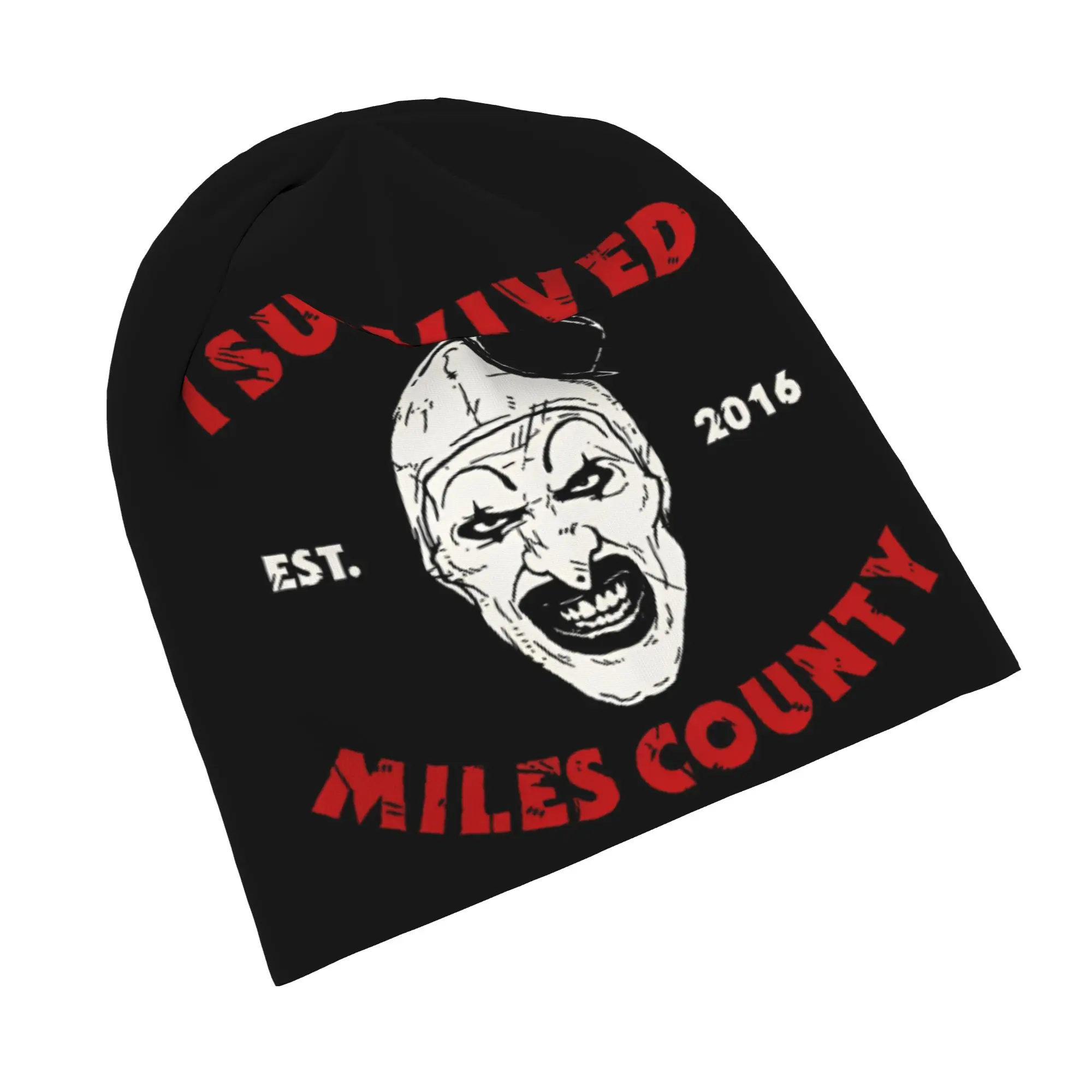 Terrifier I Survived Miles County Bonnet Hat Casual Street Skullies Beanies Hats  for Men Women Warm Dual-use Caps