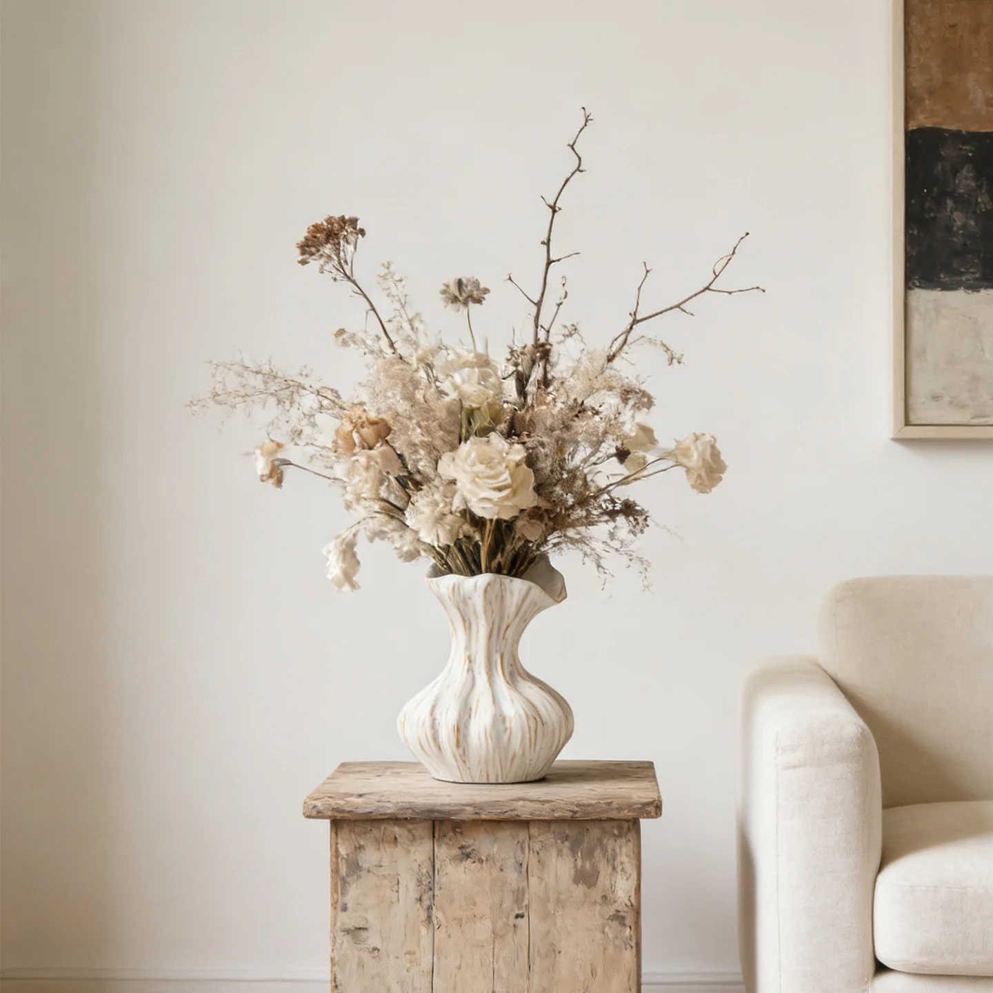 Pumpkin Gathered Ceramic Vase with Gift Box Coffee Table Decor Farmhouse Modern Nordic Dried Flower Pot Minimalist Home Ornament