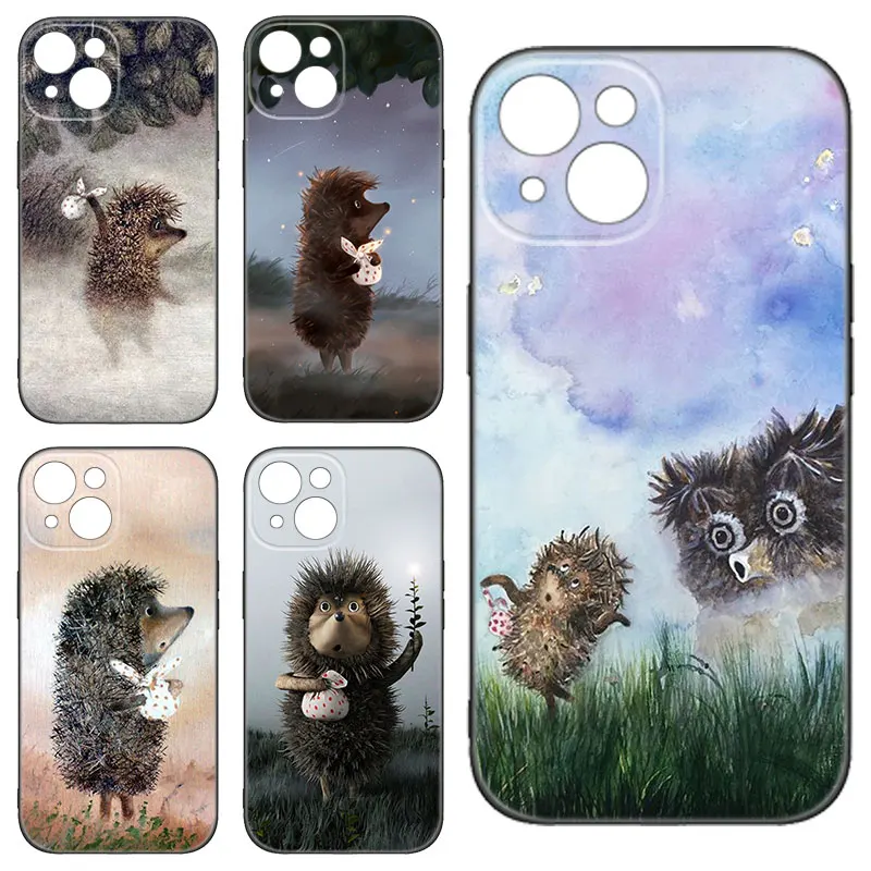 Hedgehog in the Fog Black Silicone Phone Case For Apple iPhone 12 13 Mini 11 14 15 Pro Max 7 8 Plus X XR XS SE 2020 2022