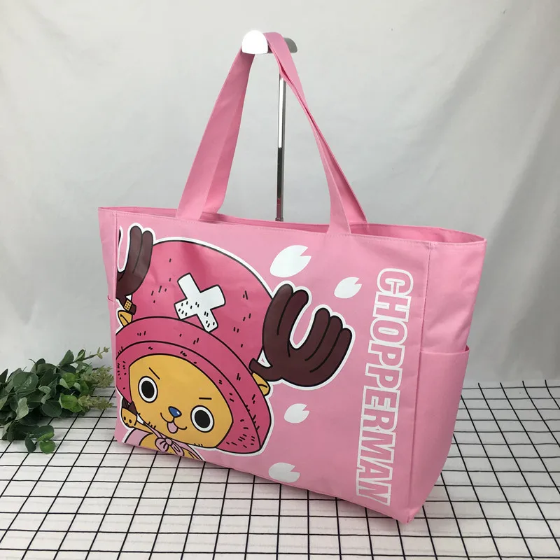 One Piece rufy Tony Chopper Tote Bag Anime Cartoon borse a tracolla donna grande capacità pieghevole Storage Beach Shopping Handbag