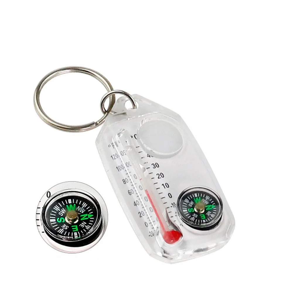 Compass And Thermometers Keychain Small Compasses  Keychain Survival Multi Tool Pocket Sized Small Gear For Hiking Outdoor Tool