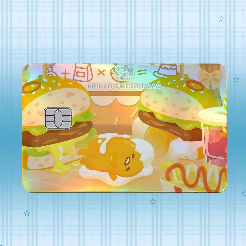 G-Gudetama Laser-Hologramm-Karten-Skin-Aufkleber für Kredit- und Debitkarten – 4 Stück/Set, wasserfester, kratzfester Schutz – Detail 15