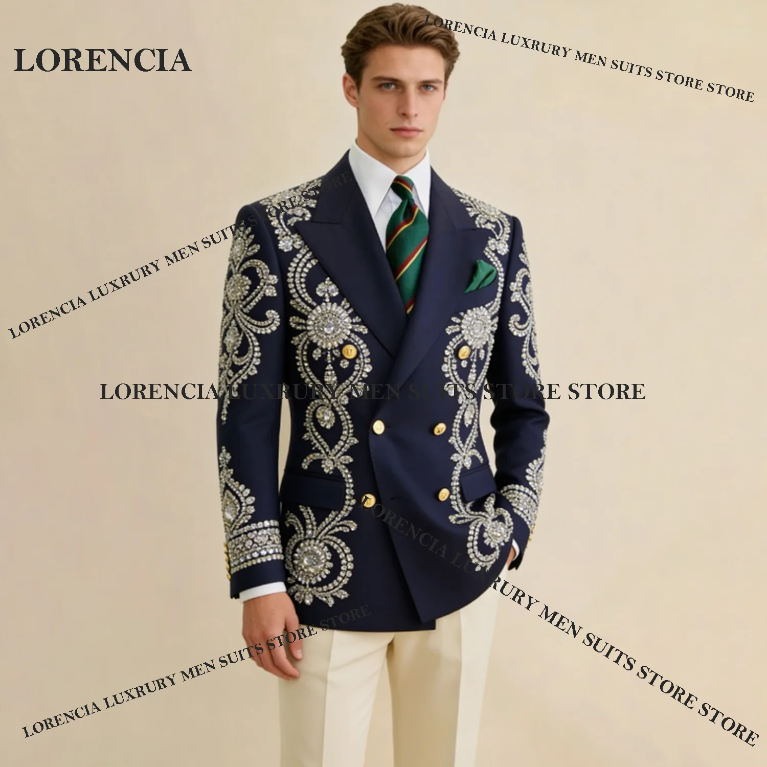 

Элегантный мужской костюм с двойным рядом пуговиц, инкрустированный пайетками, 2 предмета, для жениха, роскошный приталенный свадебный смокинг, мужская одежда.