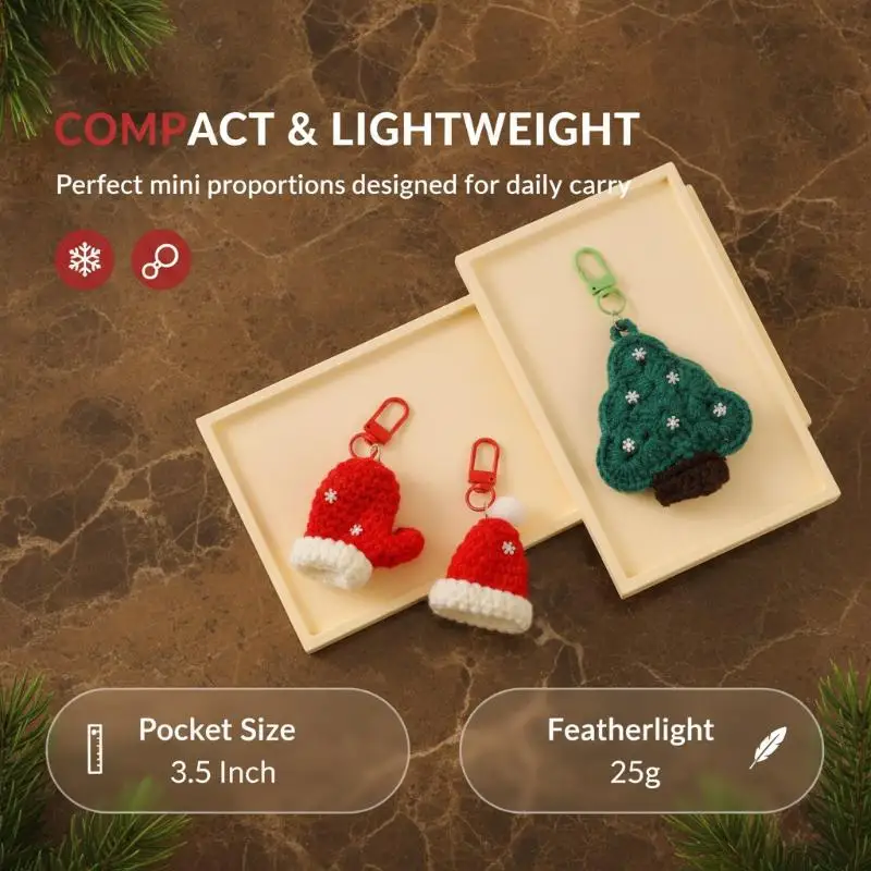 Christmas Bag Charm Keychain Cartoon Colorful Christmas Tree Santa Hat Key Accessory Backpack Pendant Xmas Gift