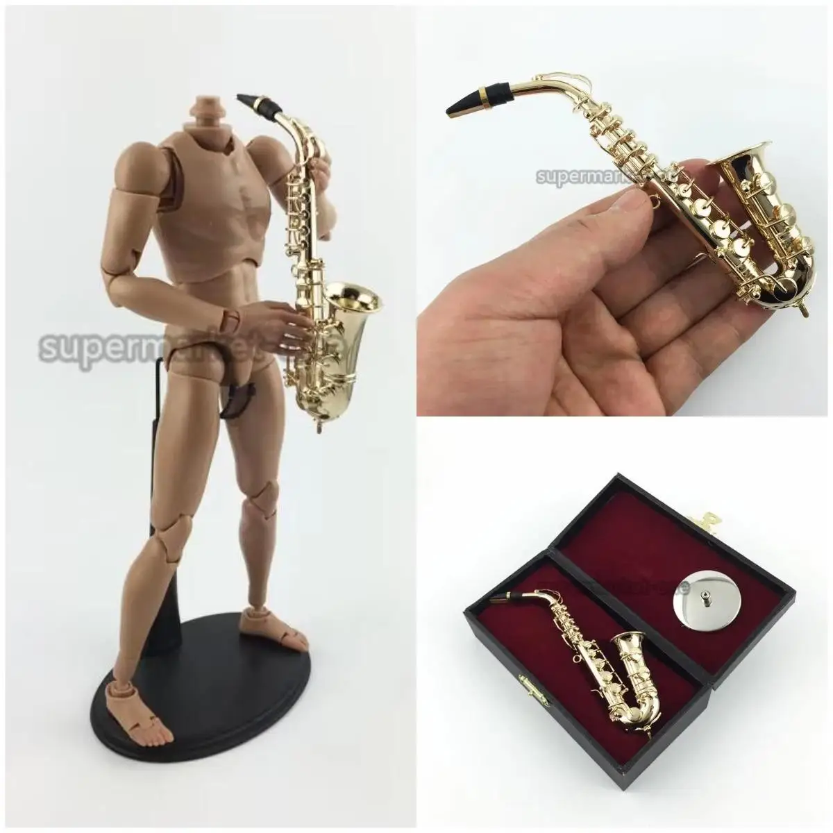 1/6 Scale Gilded Sax Model Party Music Scene Accessory Model 12cm Long for 12in Soldier Action Figure Doll Display Collection