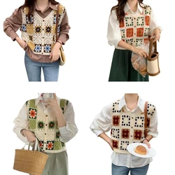 All-match Hollow Out Waistcoats Women Crochet Cardigan for Summer Autumn