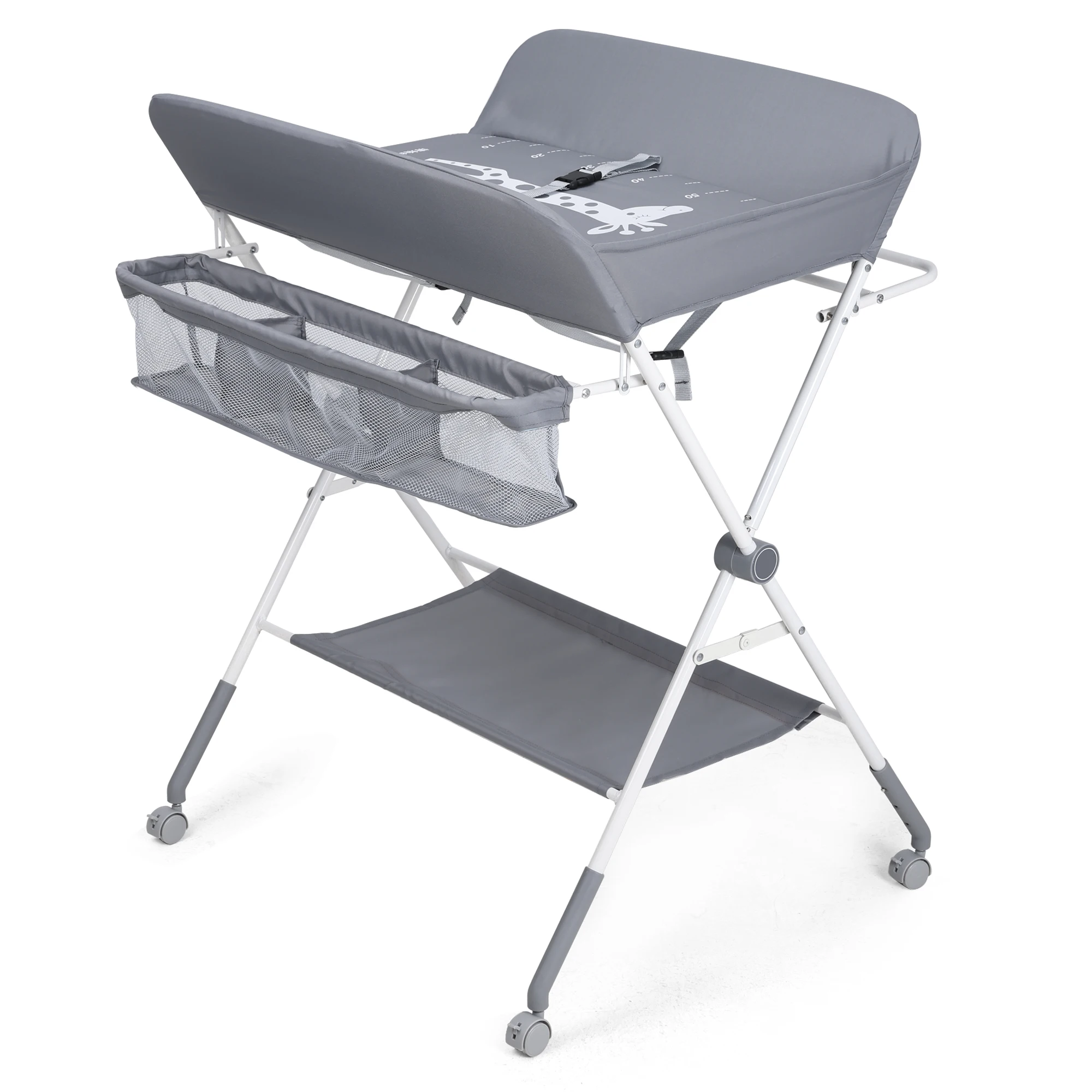 Portable Baby Changing Table with Wheels, Foldable Changing Station, Waterproof Height Adjustable Changing Table