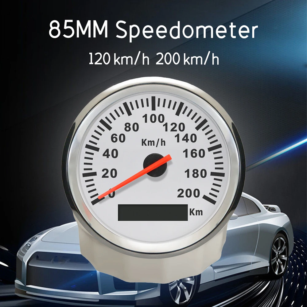 

ELING Универсальный 85 мм импульсный сигнал 0-120 км/ч 200 км/ч водонепроницаемый IP67 спидометр одометр с красной подсветкой для лодки грузовика