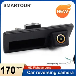 170 degrees HD Car Reversing Rear View Fisheye Trunk handle Golden Camera Parking line For Audi A4L/S5/S3/A6L/Q3/Q5/A3/Q7