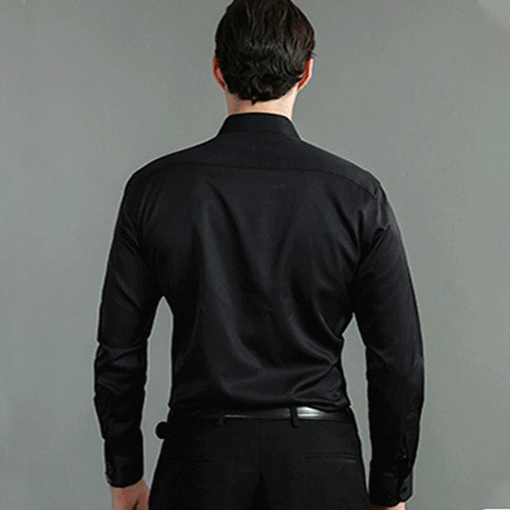 Brand Elastic Shirt Men Long Sleeve Business Casual Clothing Slim Fit Social Shirt High Quality Black Elegant Shirts for Men