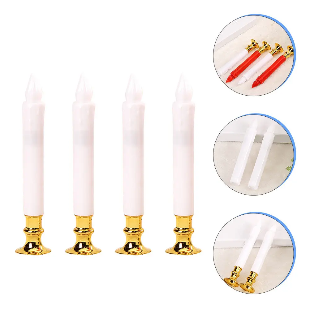 4Pcs LED Electronic Lights Artificial Decorative Flameless Lamps Home Use Safe No Smoke Incense Offering Buddha Electric