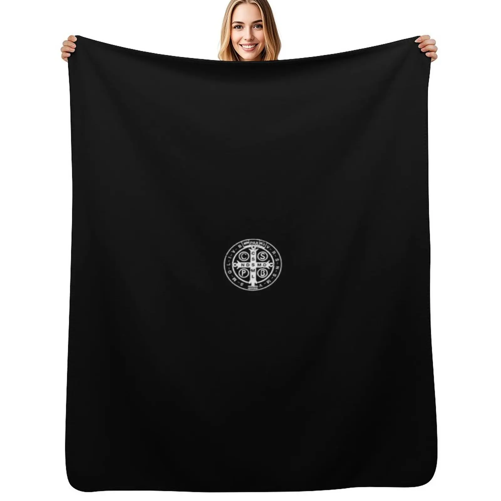 Religious Catholic St Benedict Medal Christian Gift Throw Blanket for sofa Polar For Sofa Thin Decorative Sofa Blankets