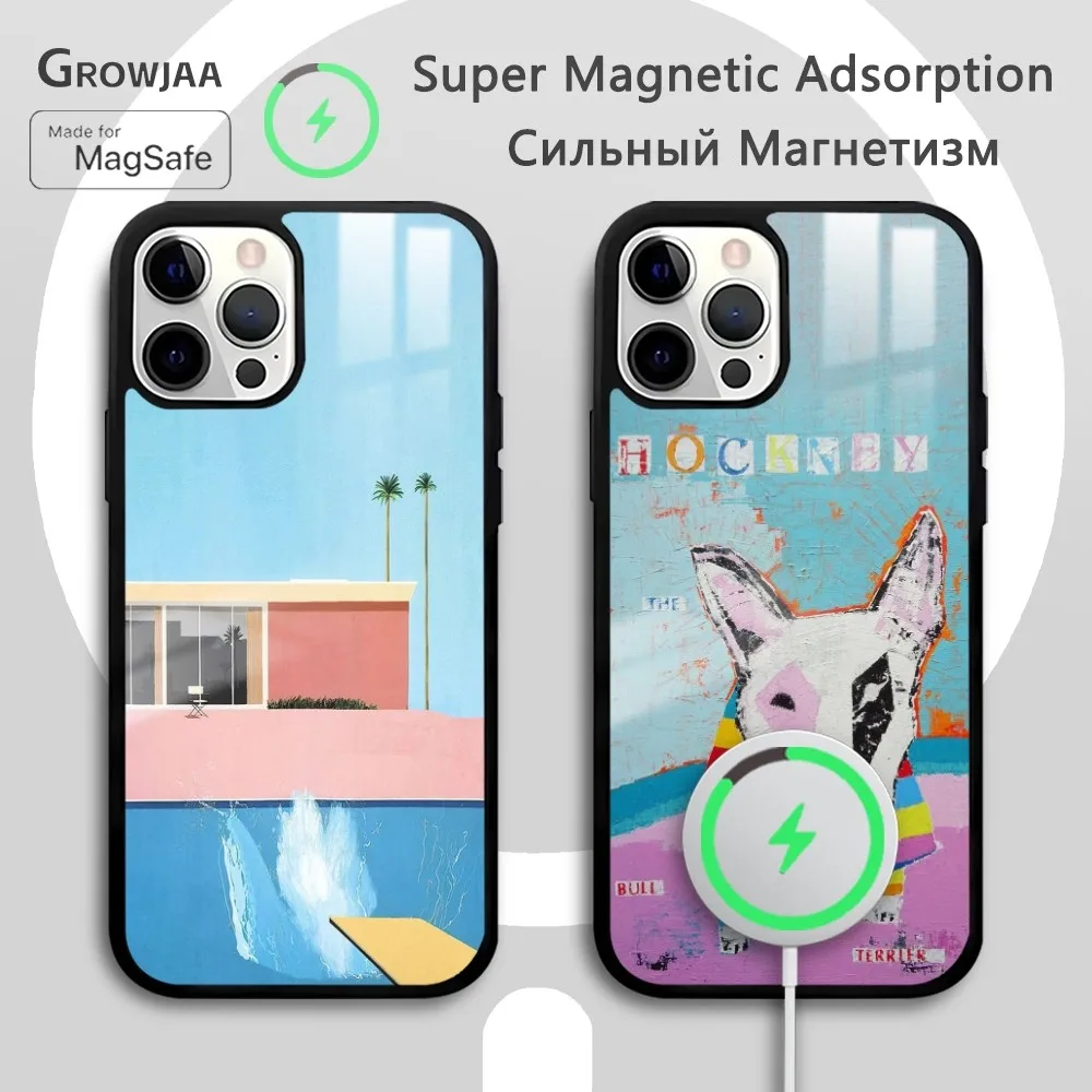 

David H-Hockney Modern Art Phone Case For IPhone 16 15 14 13 12 11 Pro Max Plus Mini New Magsafe Mirror Wireless Magnetic Cover