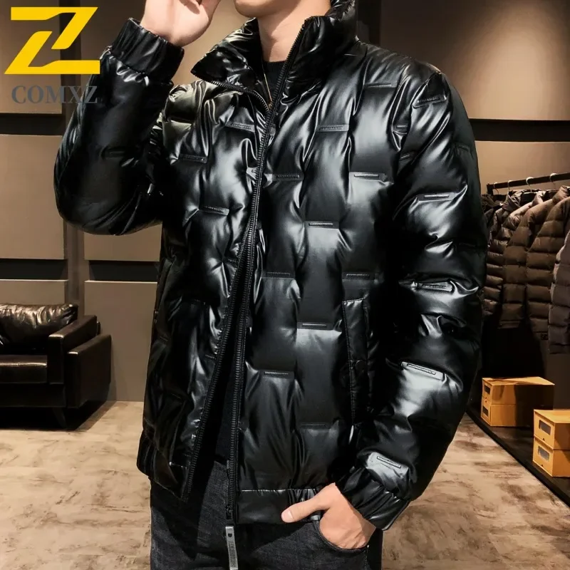

COMXZ теплый толстый пуховик, новый модный однотонный ветрозащитный лыжный пуховик, дорожная минималистичная зимняя куртка, мужская одежда