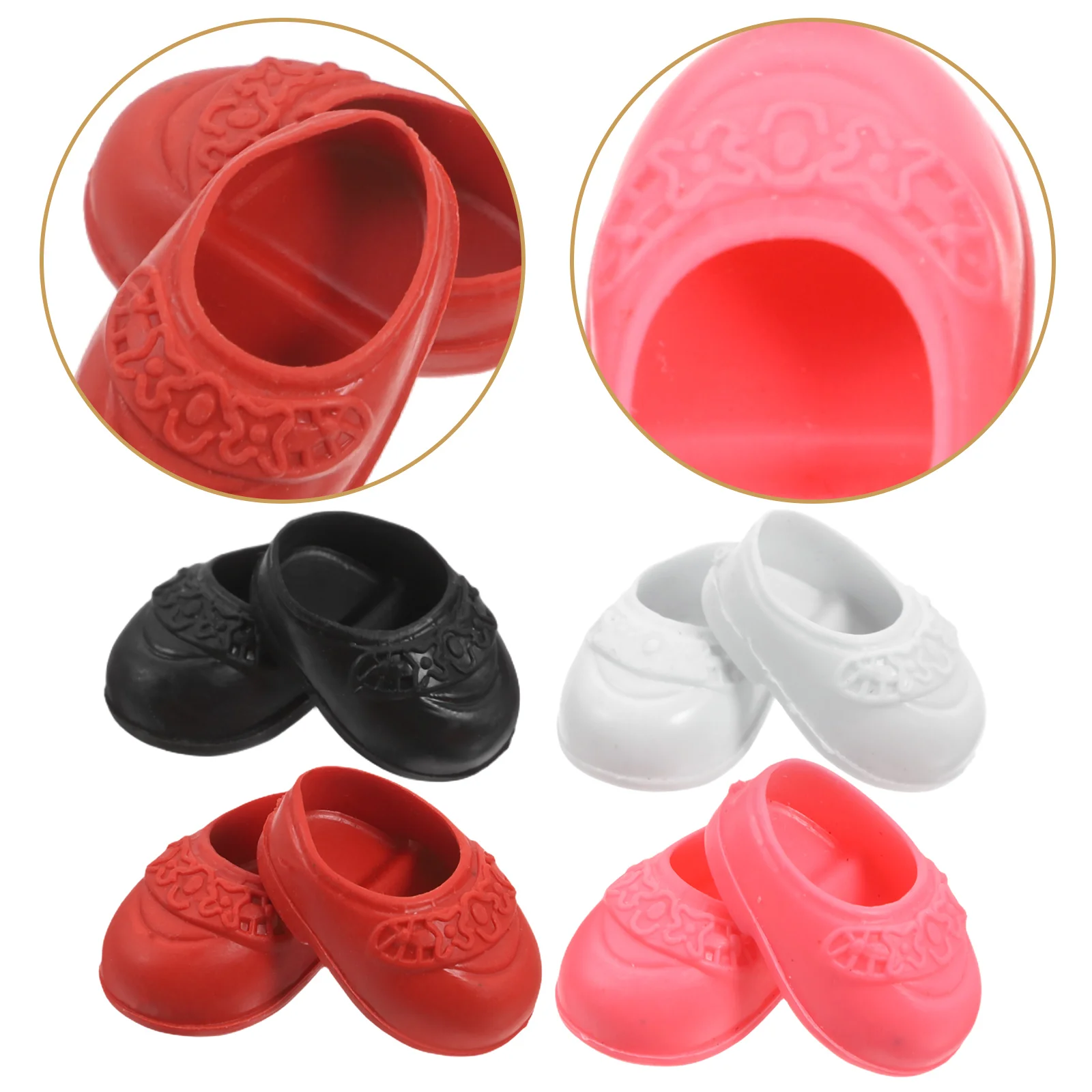 

4 Pairs Baby Shoes Boy Costume Mini 17cm Clothes Size Dolls Girls Cute Special Flats Stuff Toys Footwear Collection