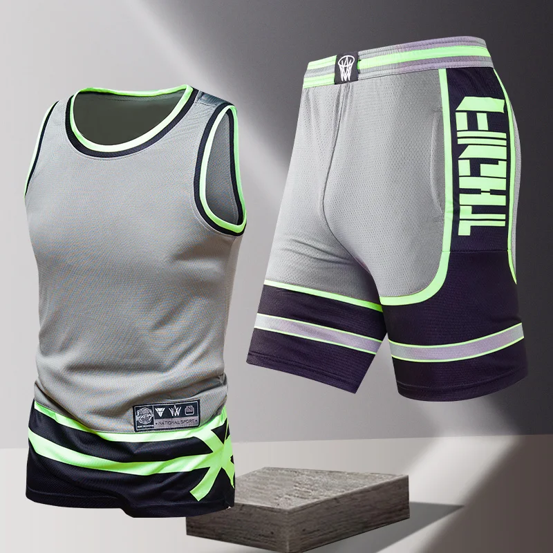 

Summer Outdoor Comprehensive Training Sweat Absorbing Quick Drying Sportswear Fashion Sleeveless T-shirt Shorts 2-piece Set