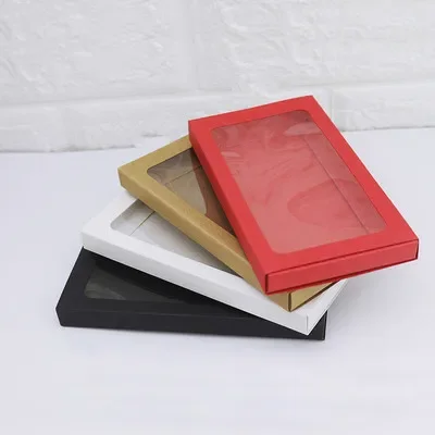 20pcs/lot Kraft Cardboard Phone Case Packaging Box Gift Box Red/White/Brown/Black Paper Drawer Box With Clear Window