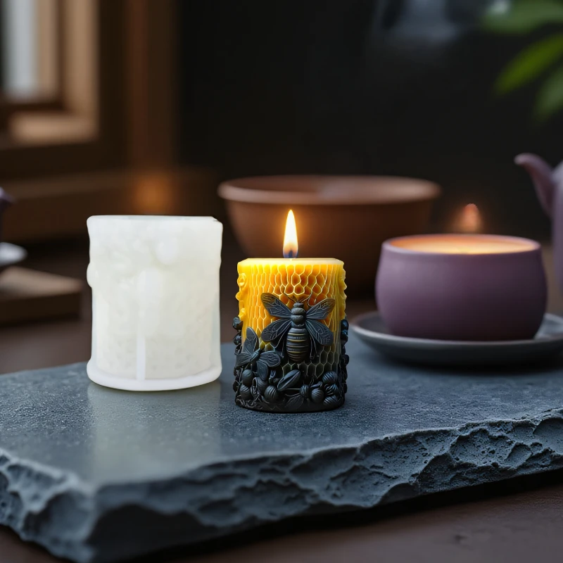 

Пчела сотовый столб свеча силиконовая форма DIY ароматерапевтическое мыло орнамент гипсовая штукатурка смола форма домашний декор