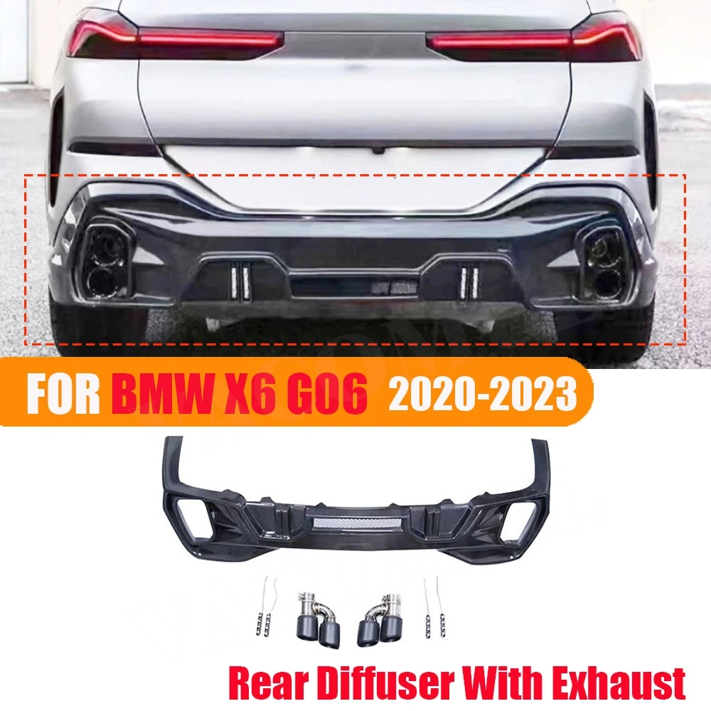 

VACOMUL Carbon Fiber Rear Lip Diffuser With Exhaust for BMW X6 G06 M Sport 2020 2021 2022 2023 Rear Bumper Protector Trims