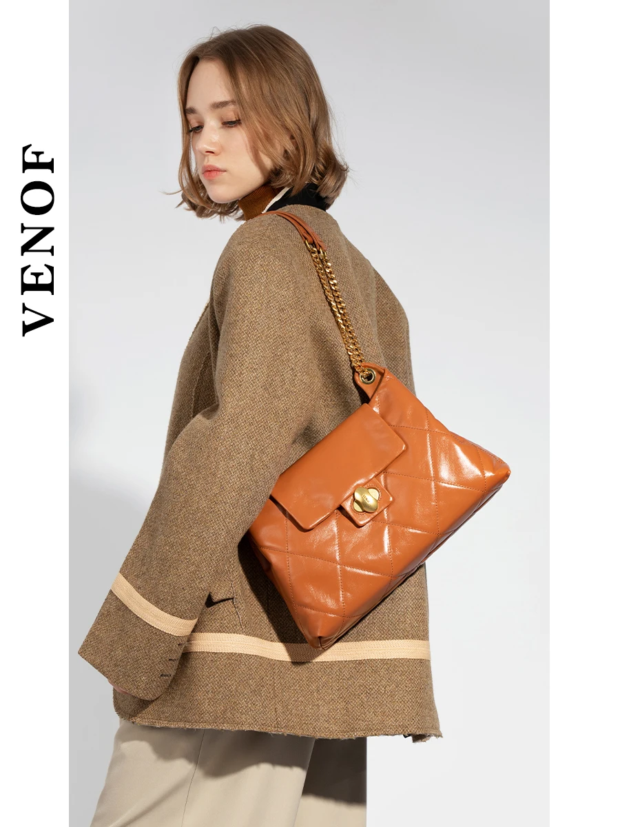 Venof Luxury Chain Bag 100% Soft Cow Leather Original Design High Quality Women Crossbody Bag Office Commuting Shoulder New bag