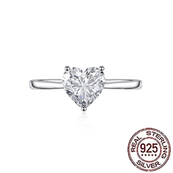 CWWZircons S925 Sterling Silver Brilliant Love Heart Shape Cubic Zirconia Rings for Women Bridal Party Jewelry Accessory SR057
