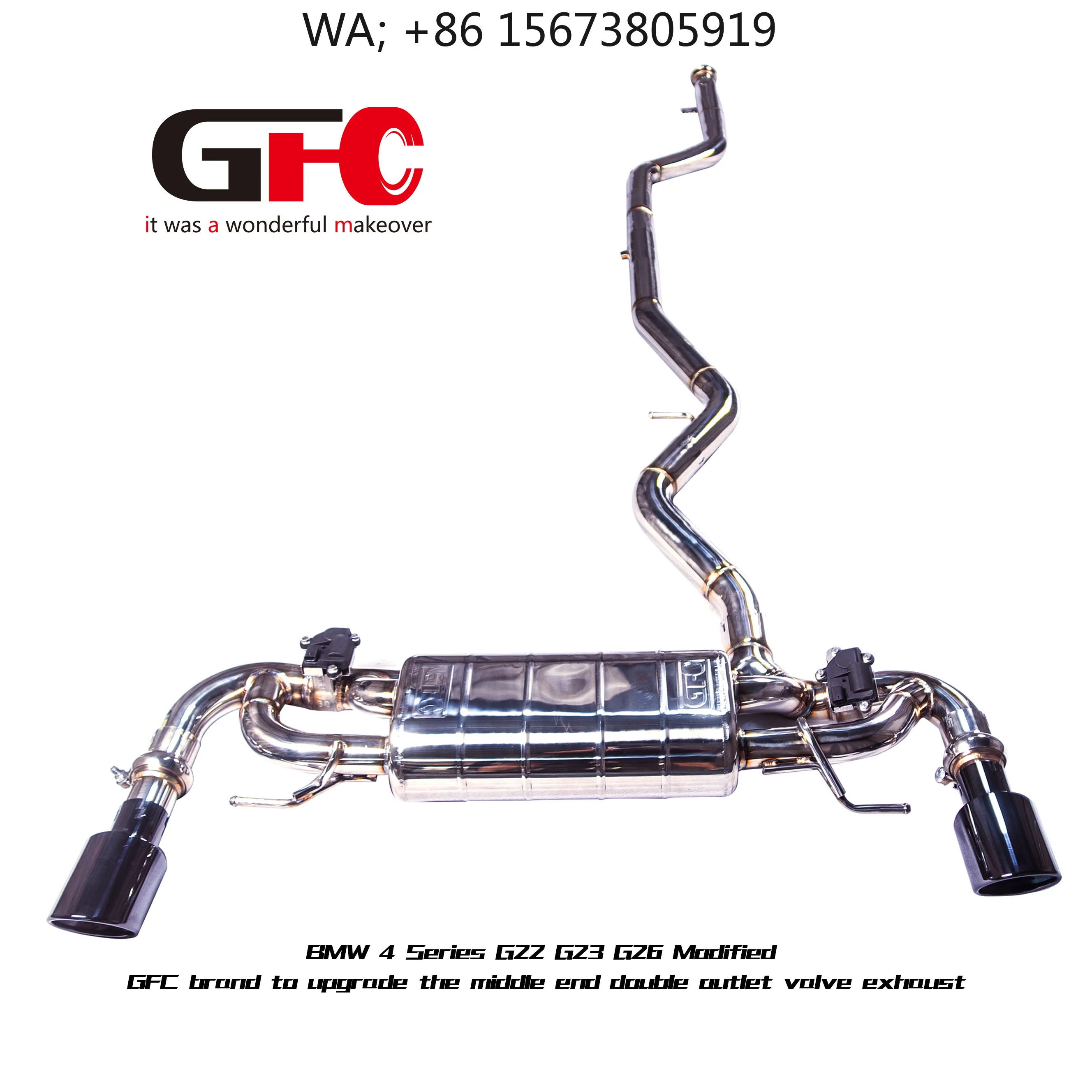 

For to the 2020-2024 420i 425i 428i 430i 2.0T G22 G23 G26 B48 Mid Tail Catback Sports Exhaust with Carbon Fiber Tips