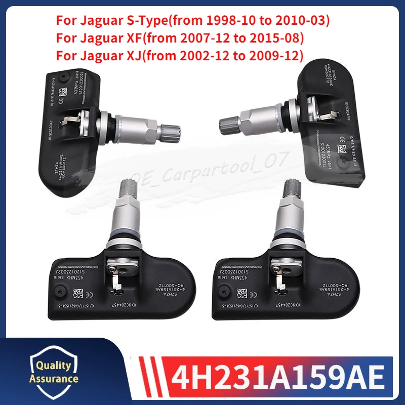 

4H231A159AE для 1998-2010 Jaguar S-Type 2006-2014 Ford Galaxy Volvo C70 C30 датчик системы контроля давления в шинах 4 шт. TPMS 433 МГц