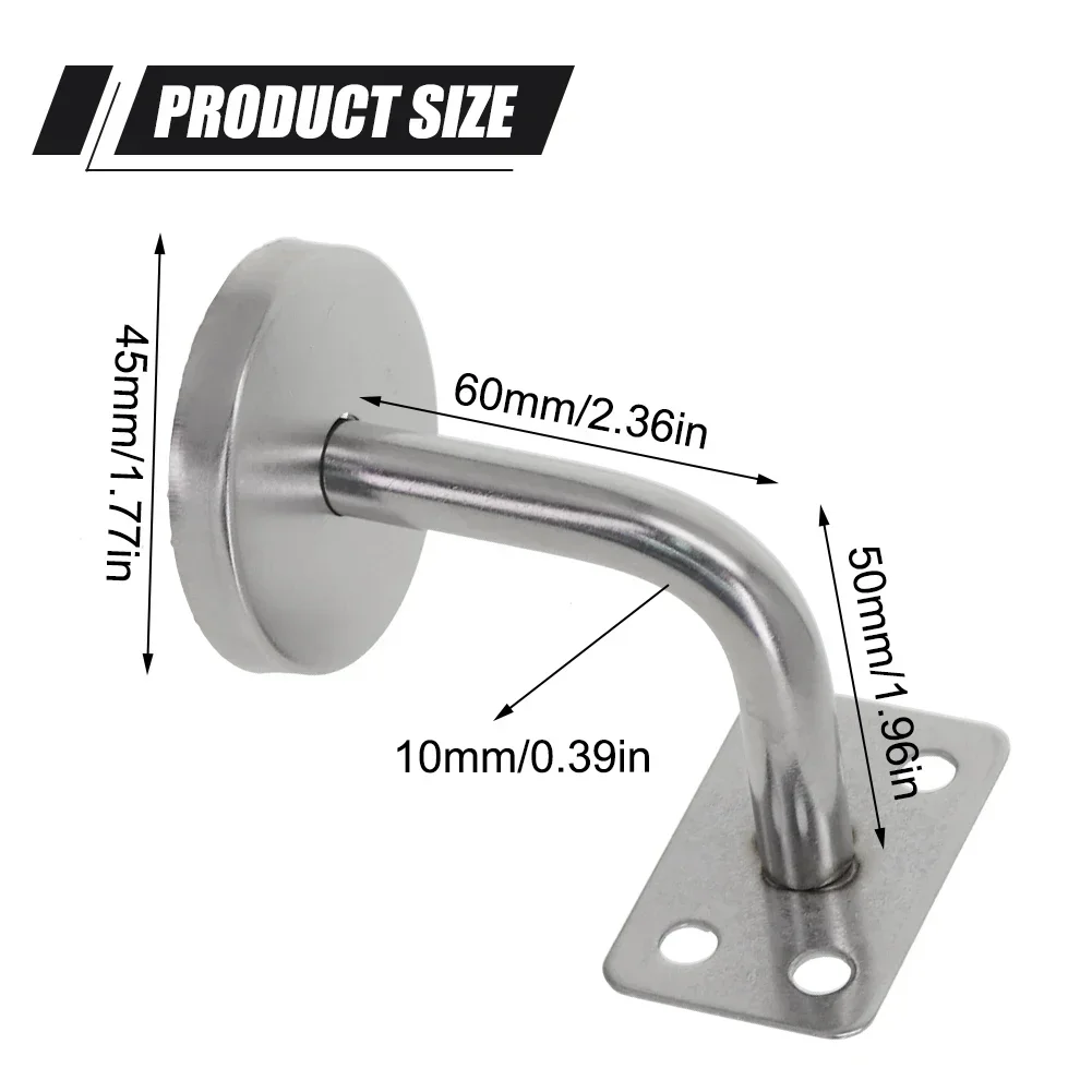 1pc Stair Handrail Bracket Bannister Wall Mounted Hand Rail Balustrade Mopstick Guardrail Fixed Strong Support Stainless Steel