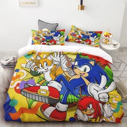 Duvet Cover Sonic 3D Exquisite Cartoon Anime Digital Printing Bedding Set Comforter Bed Youth Home Decor Kids Boys Gift