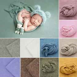 Newborn Photography Wrap Props Baby Soft Cotton Knitted High Elasticity Swaddlings Blankets Infant Photo Shooting Backdrop Mat