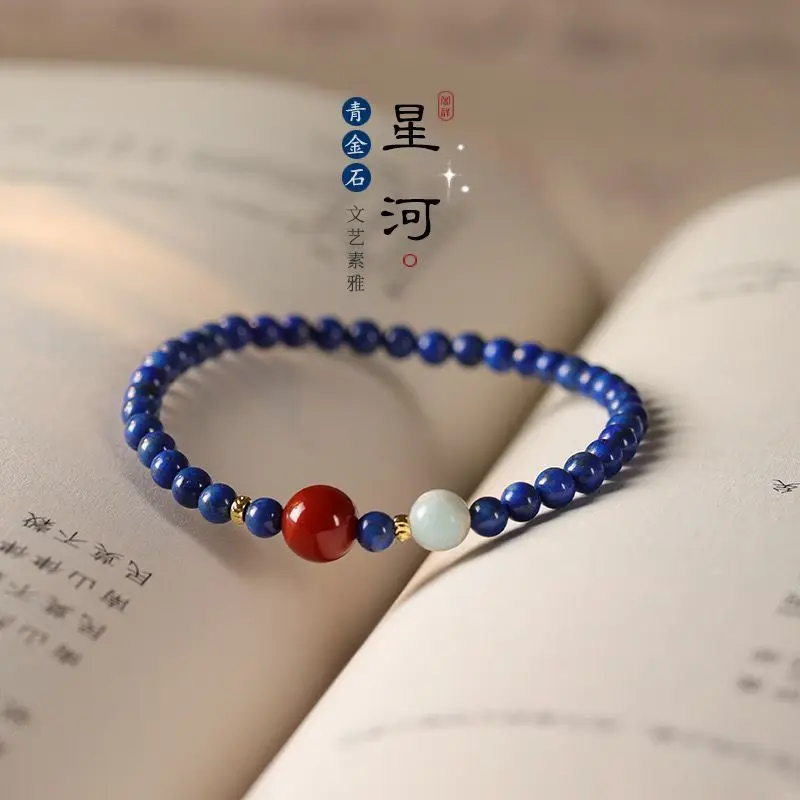 

Original Design Elegant Lapis Lazulein Beads Thin Stacked Wearing Women's Handstrings Lucky Charm for Best Friends Spirituality