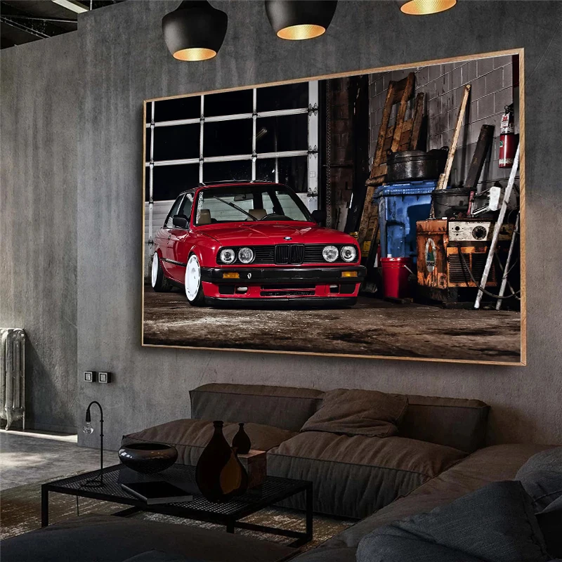 Old Car Pickup Truck Vintage Garage E30 Luxury Car Poster Canvas Painting Print Wall Art for Living Room Home Decor Cuadros