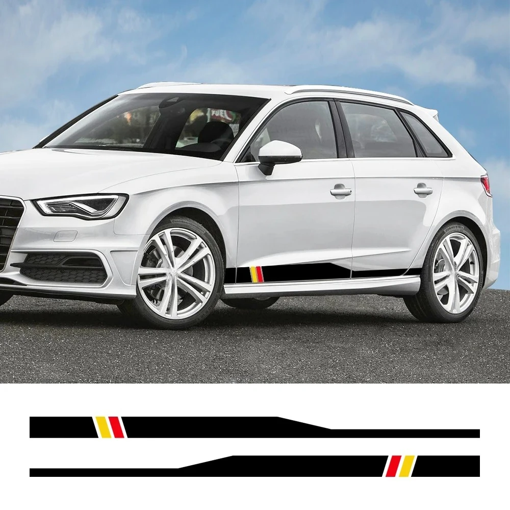 

For Audi A3 8V 8P 8Y 8L Sedan TFSI Sportback S3 Limousine Car Door Side Skirt Sticker Vinyl Decals Strips Exterior Accessories
