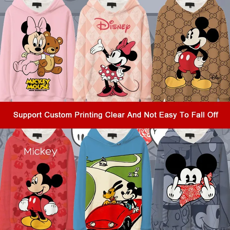 Disney Mickey Mouse co-branded children's clothes men with Mickey Minnie printed couple hoodie Instagram