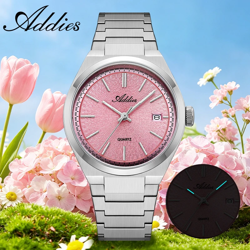 ADDIES 35mm Watch for Woman Date Display Sapphire Glass BGW9 Luminous 316L Stainless Steel Women Watches 50m Waterproof Sport