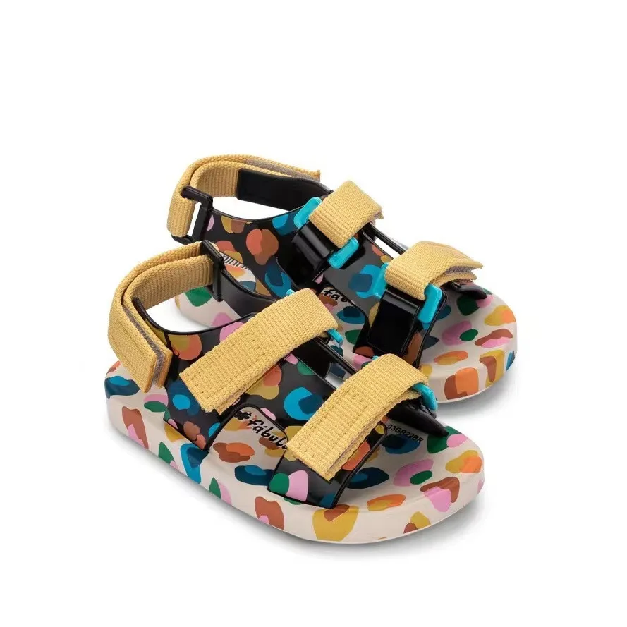 

Mini Melissa Summer Children's Sandals Boys Girls' Baotou Printed Jelly Shoes Fashion Kids Soft Sole Hollow Beach Shoes Toddlers