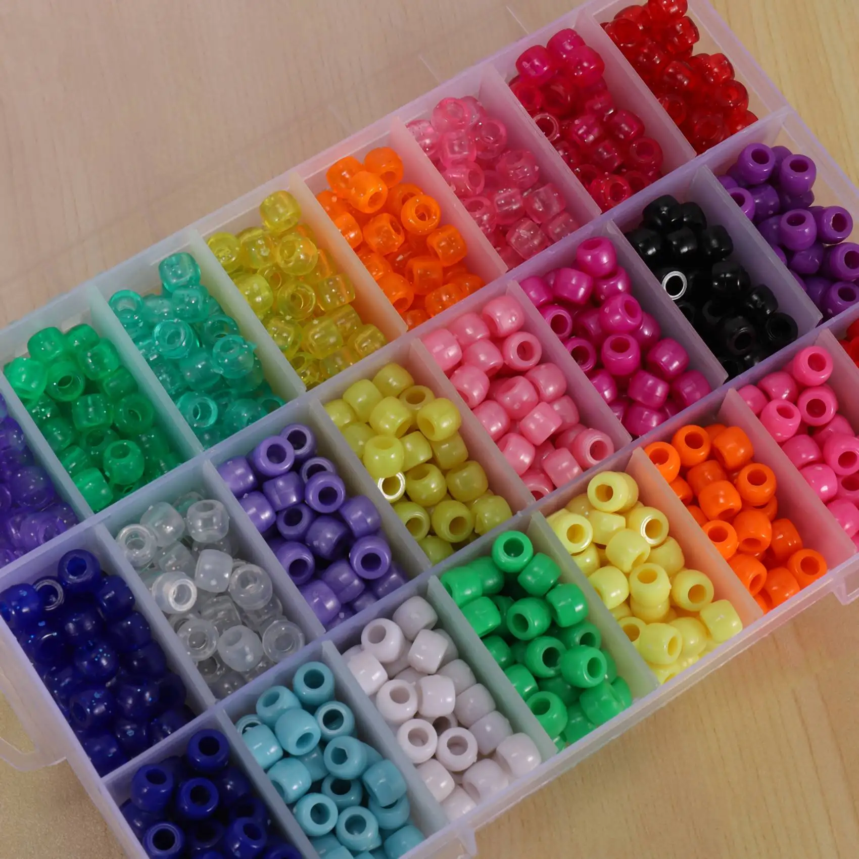 خرز ABQR، مجموعة خرز 1,900 قطعة 9 مم في 24 لونًا مع سلسلة مرنة لصنع المجوهرات والسوار