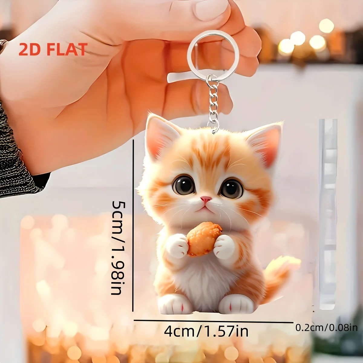 2D Flat Acrylic Cute Cat Ornament, Car Rearview Mirror Decoration, Backpack Pendant, Keychain Key Ring, Birthday Christmas Gift
