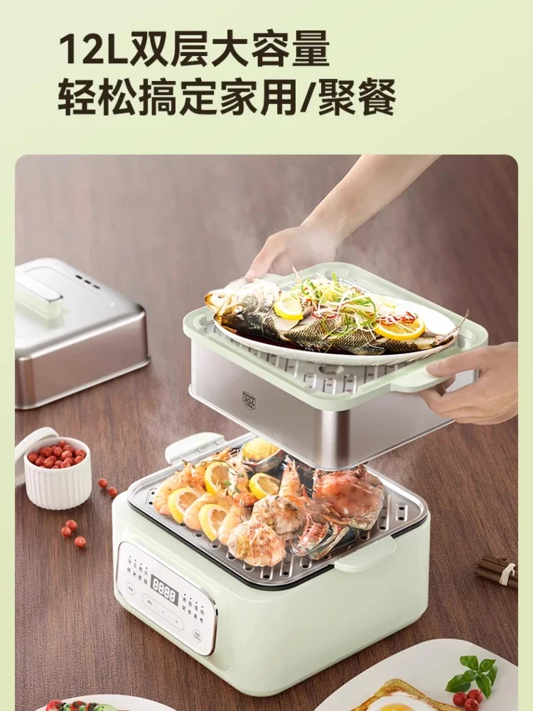 باخرة كهربائية متعددة الوظائف المنزلية ثلاث طبقات الطبخ الحساء وعاء متكامل الفولاذ المقاوم للصدأ آلة الإفطار 2025 جديد