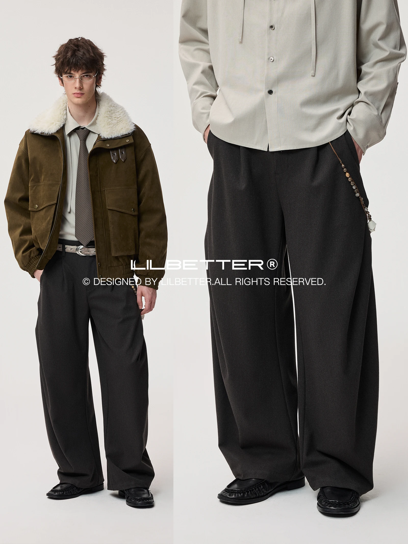 Lilbetter Casual Loose Leggings Double-sided Flocking Draped Knife  Wide Leg Pants Comfortable Straight Cut Trousers