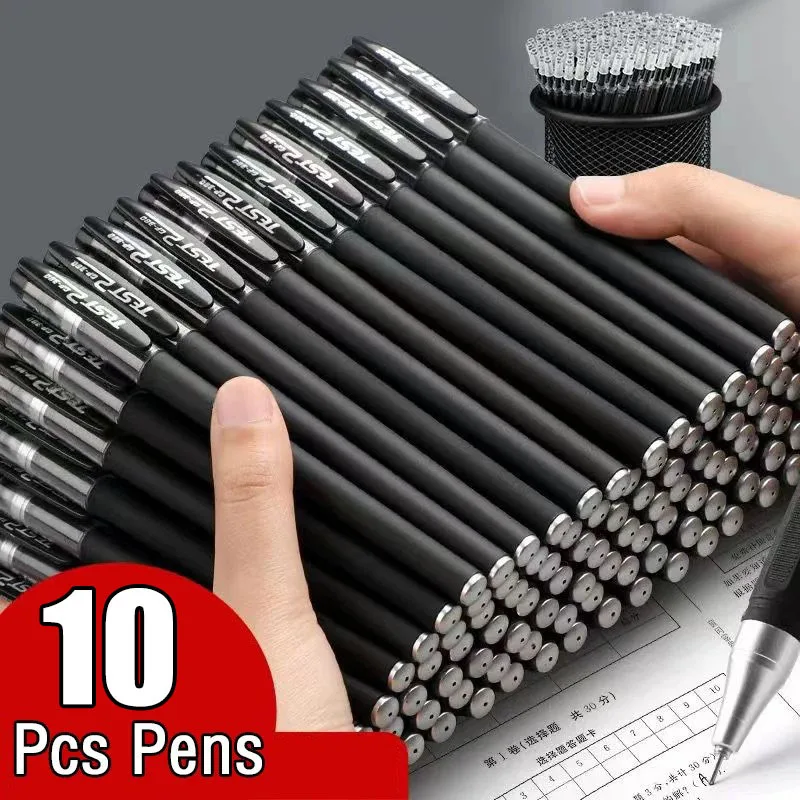 

10Pcs Gel Pens Set Black Refill Gel Pen Bullet Tip 0.5mm School & Office Home Supplies Stationery Kawaii Accessories Stationery