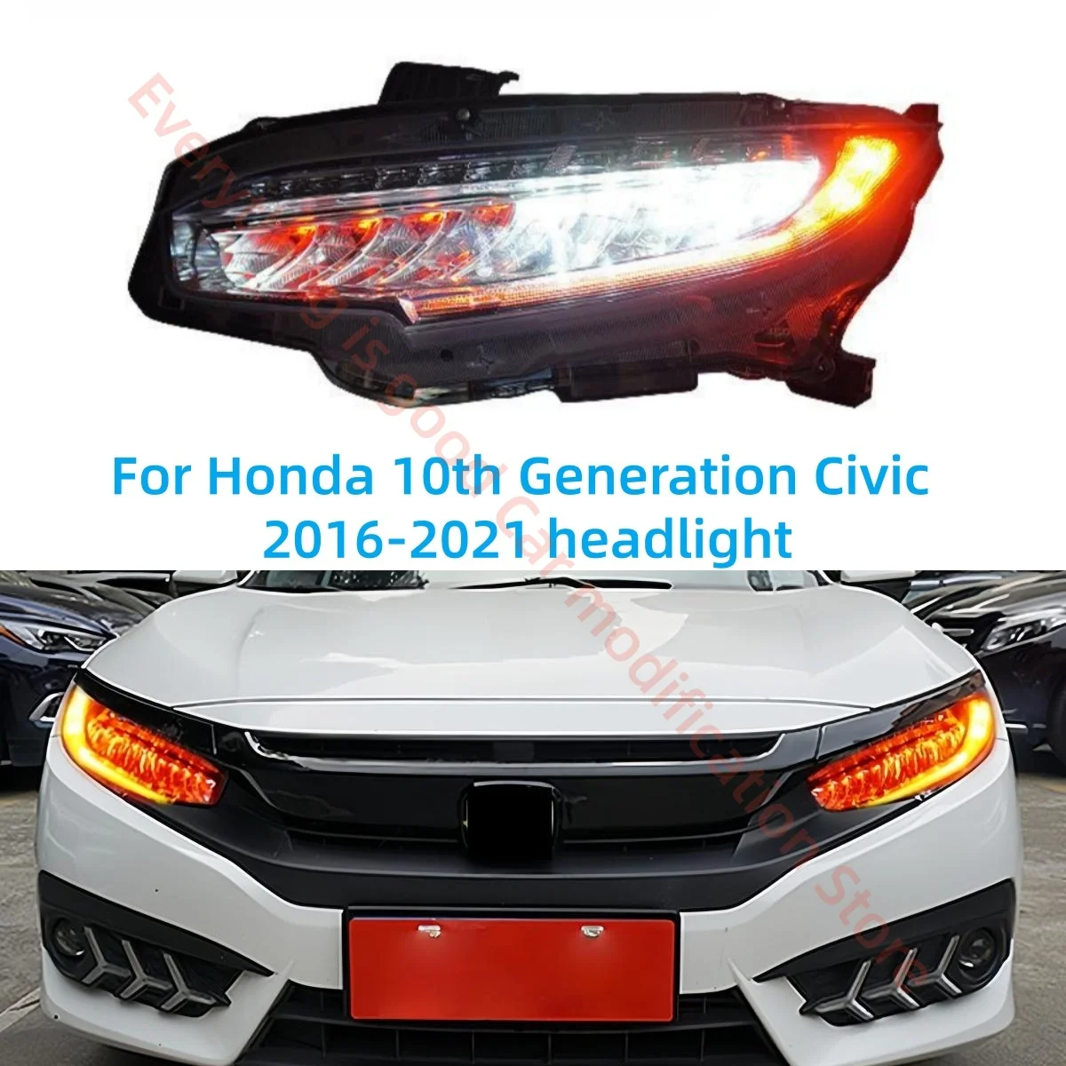 For Honda 10th generation Civic Headlight assembly Modification Hatchback Civic High-end configuration LED Daytime running light