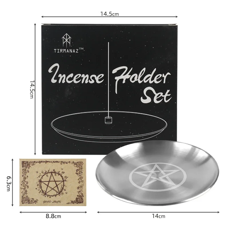 Pentacle Incense Holder Tray, Stainless Steel Incense Burner Ash Catcher, Pagan Spiritual Gifts for Women Men